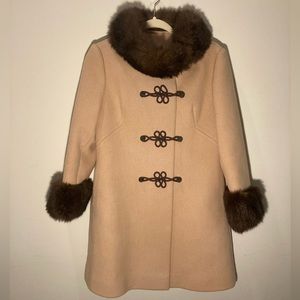 Jackie Stewart Mink Collar Camel Coat